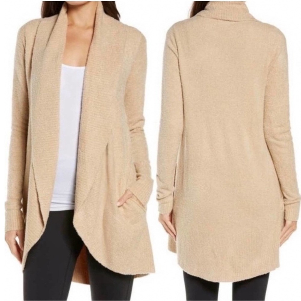 Barefoot Dreams CozyChic Lite Circle Cardigan Camel Sz XS/S Neutral Sweater